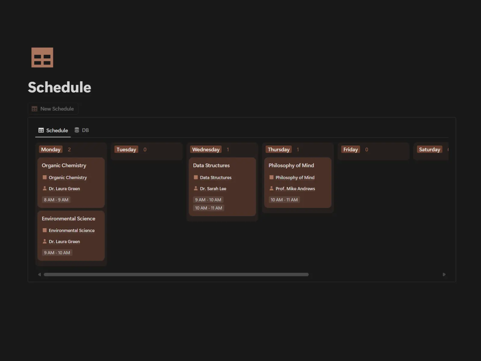 Schedule