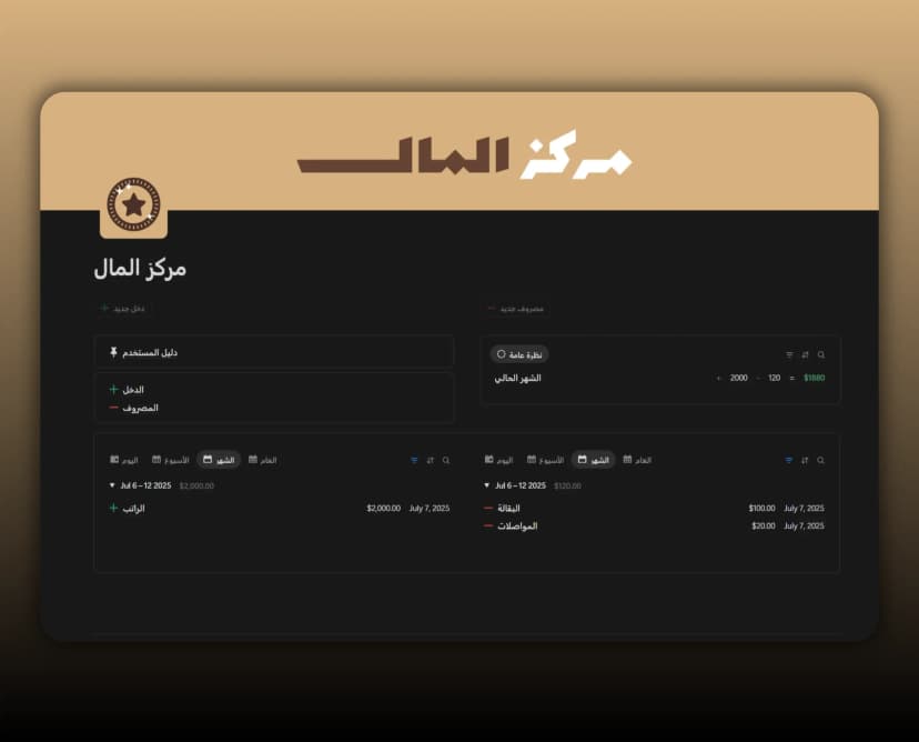 Template مركز المال - النسخة المبسطة