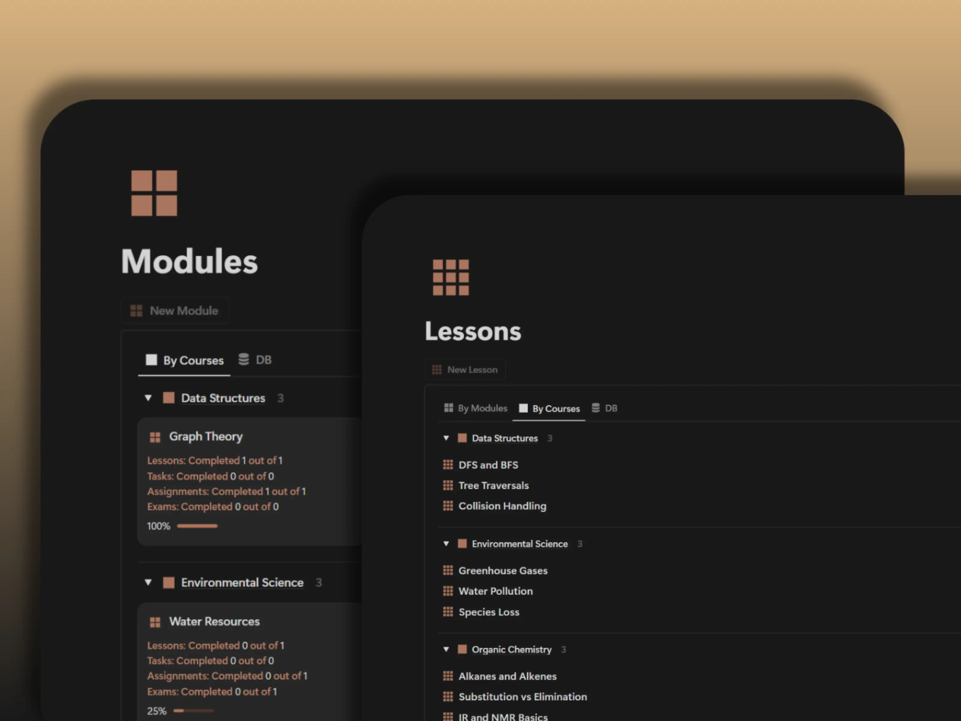Structured Learning from Modules to Lessons