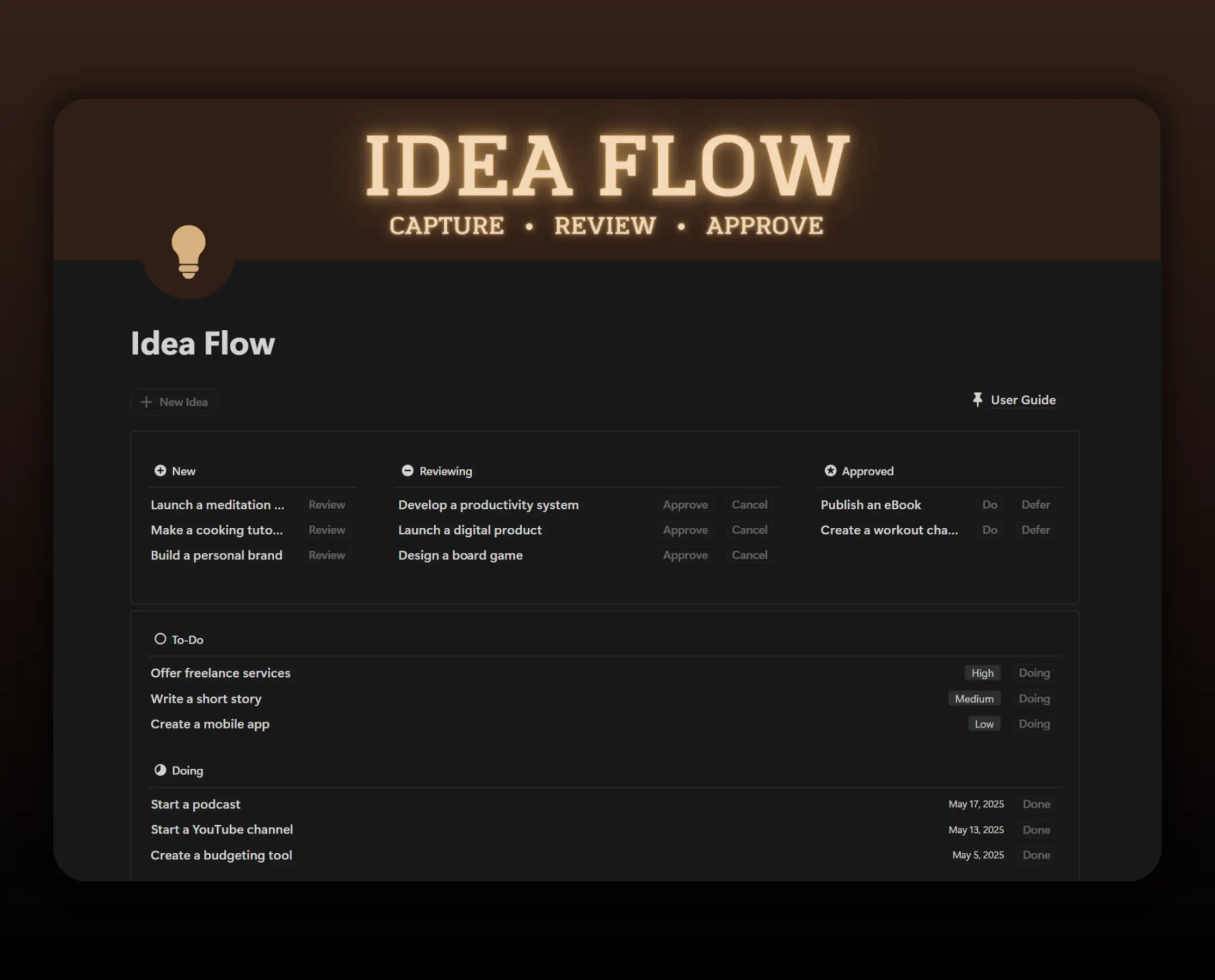 Template Idea Flow - Solo Edition