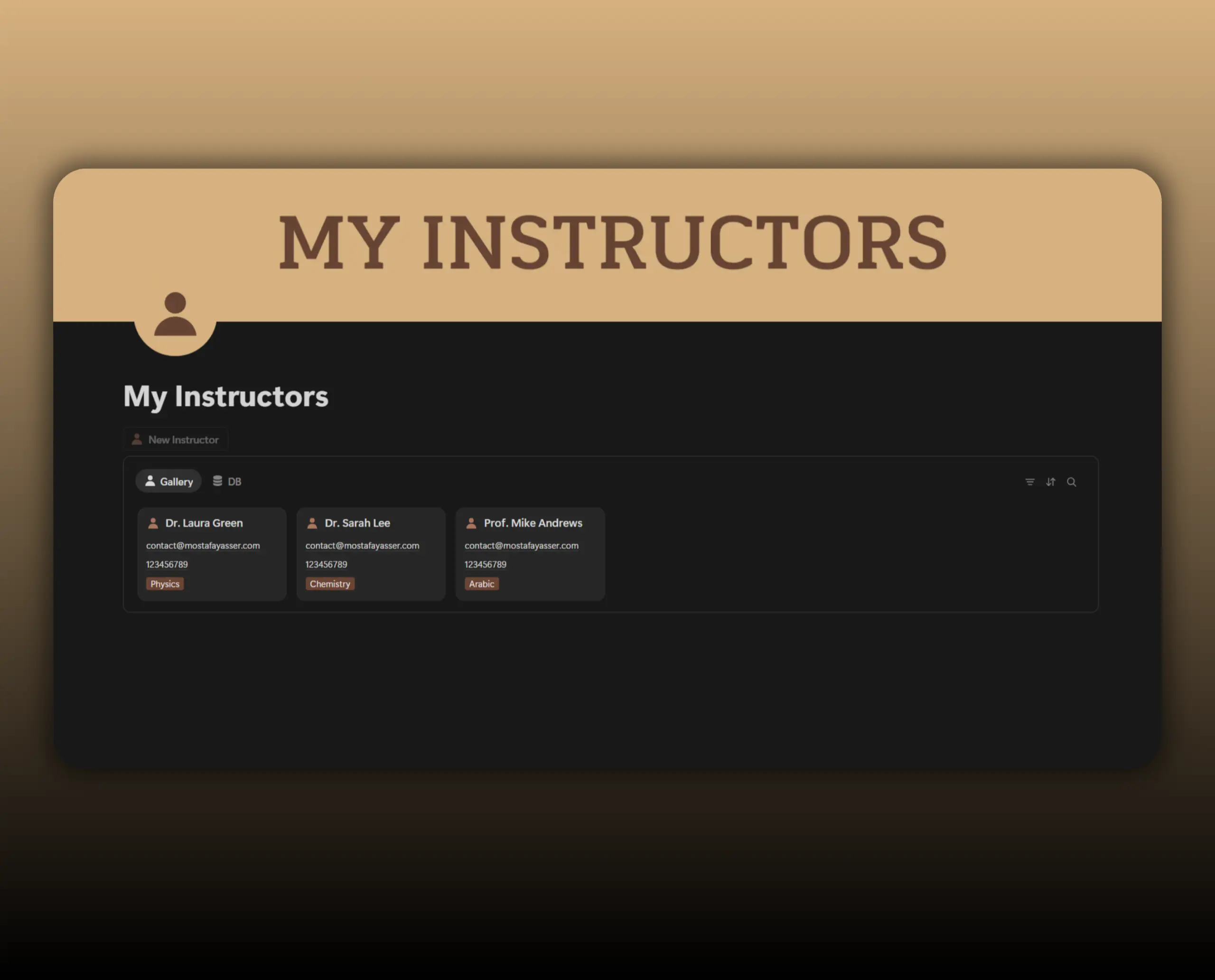 Template My Instructors