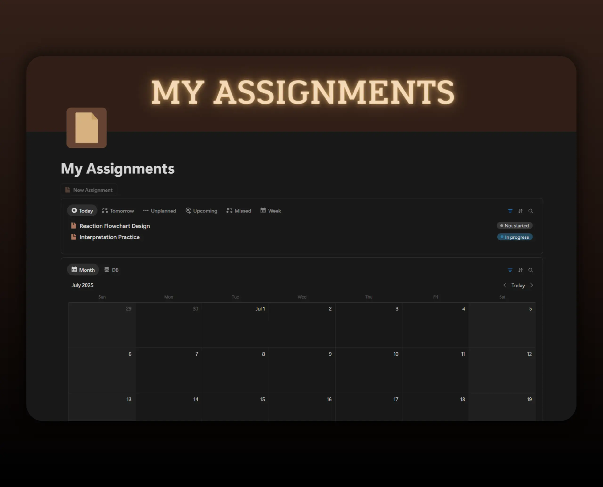 Template My Assignments