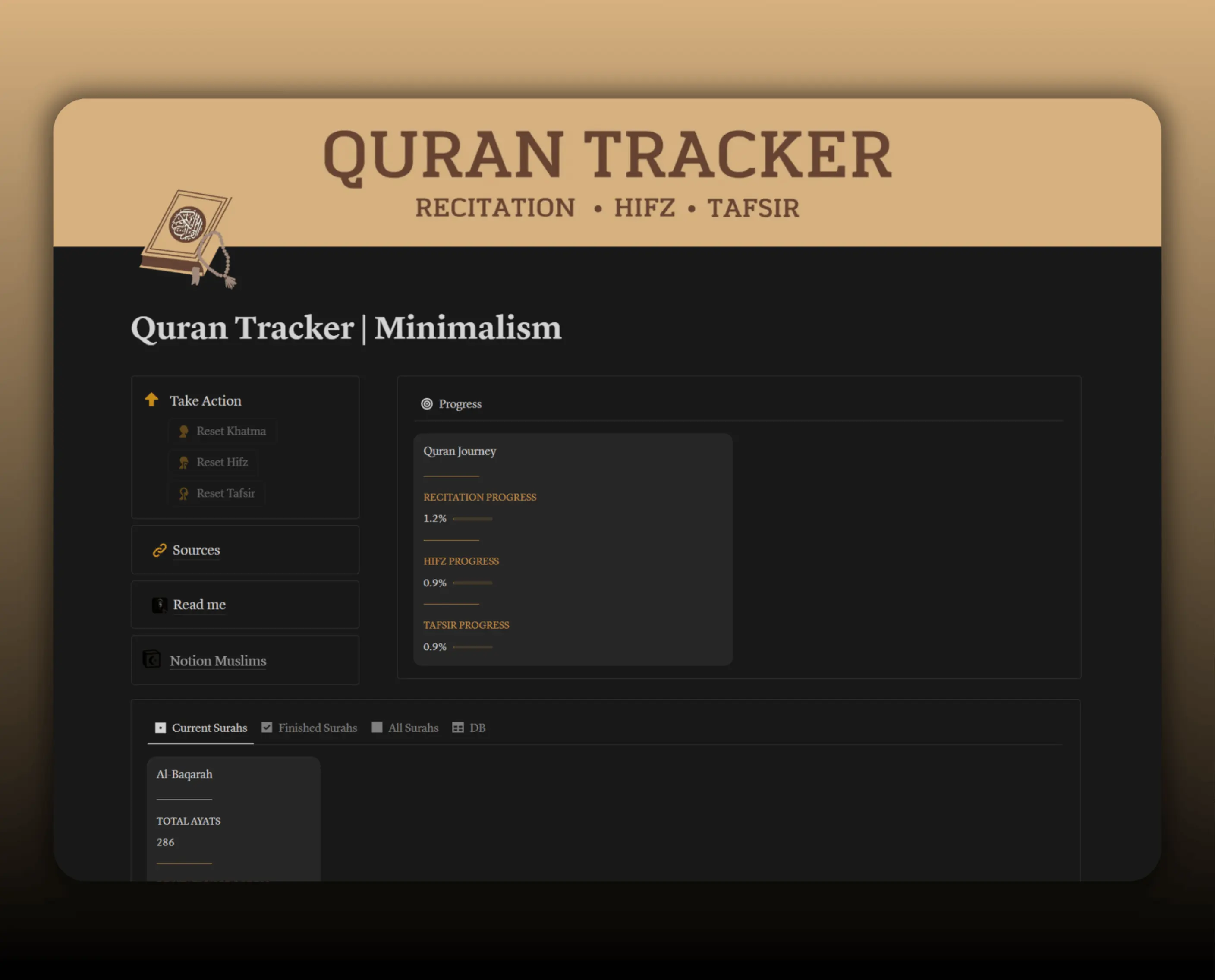 Template Quran Tracker - Minimal Version