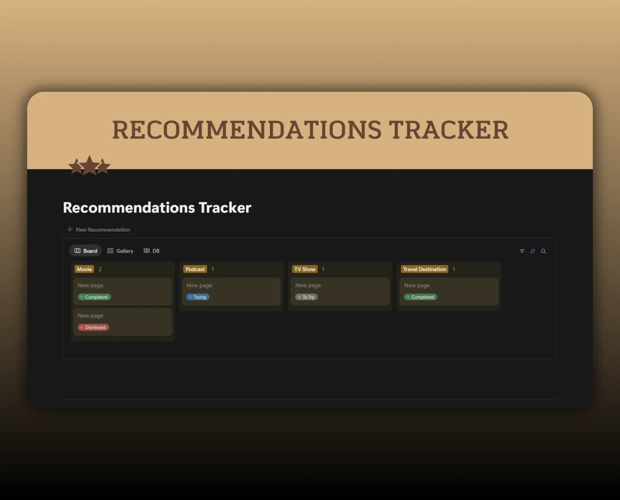 Template Recommendations Tracker