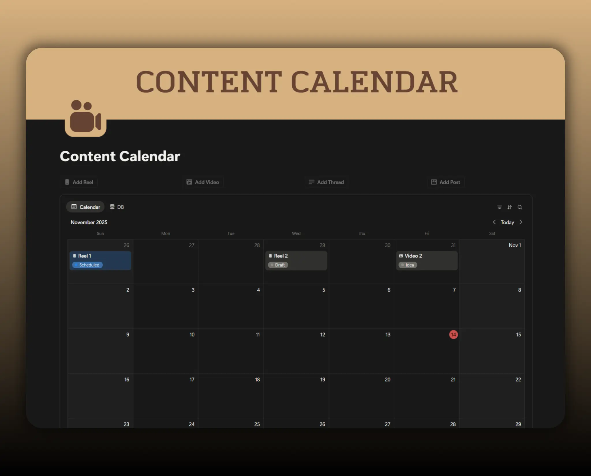 Template Content Calendar